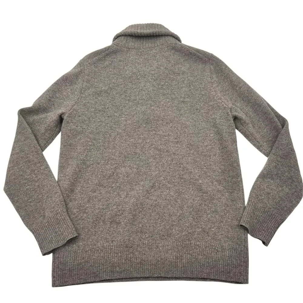 Preppy J. Crew Coastal Taupe Lambswool Shawl Collar Pullover Sweater Sz S